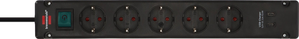 Brennenstuhl Bremounta Regleta 5 Tomas + 2x Usb-C Negro 3m