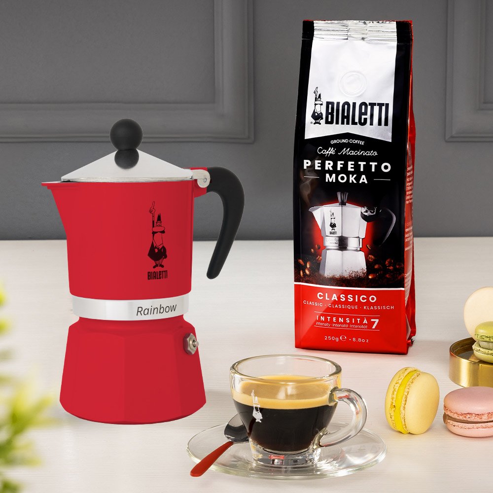 EAN 8006363018470 - Bialetti Rainbow Cafetera italiana Negro, Rojo, Acero inoxidable imagen 2