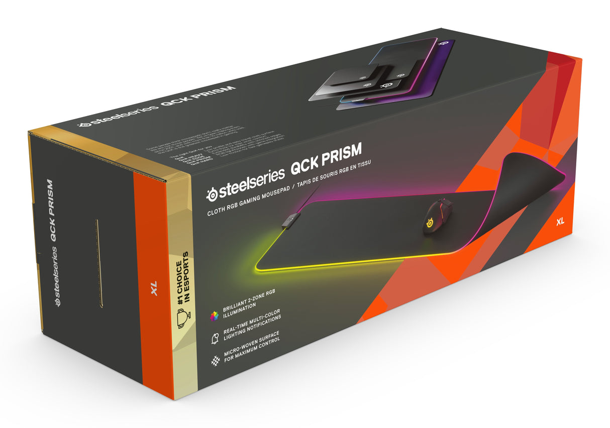 Alfombrilla Steelseries Prism Tela - Xl (63826) Steelseries Qck Prism Cloth Xl, Negro, Monótono, Tela, Caucho, Silicona, Retroiluminación Led, Multicolor, Alfombrilla De Ratón Para Juegos