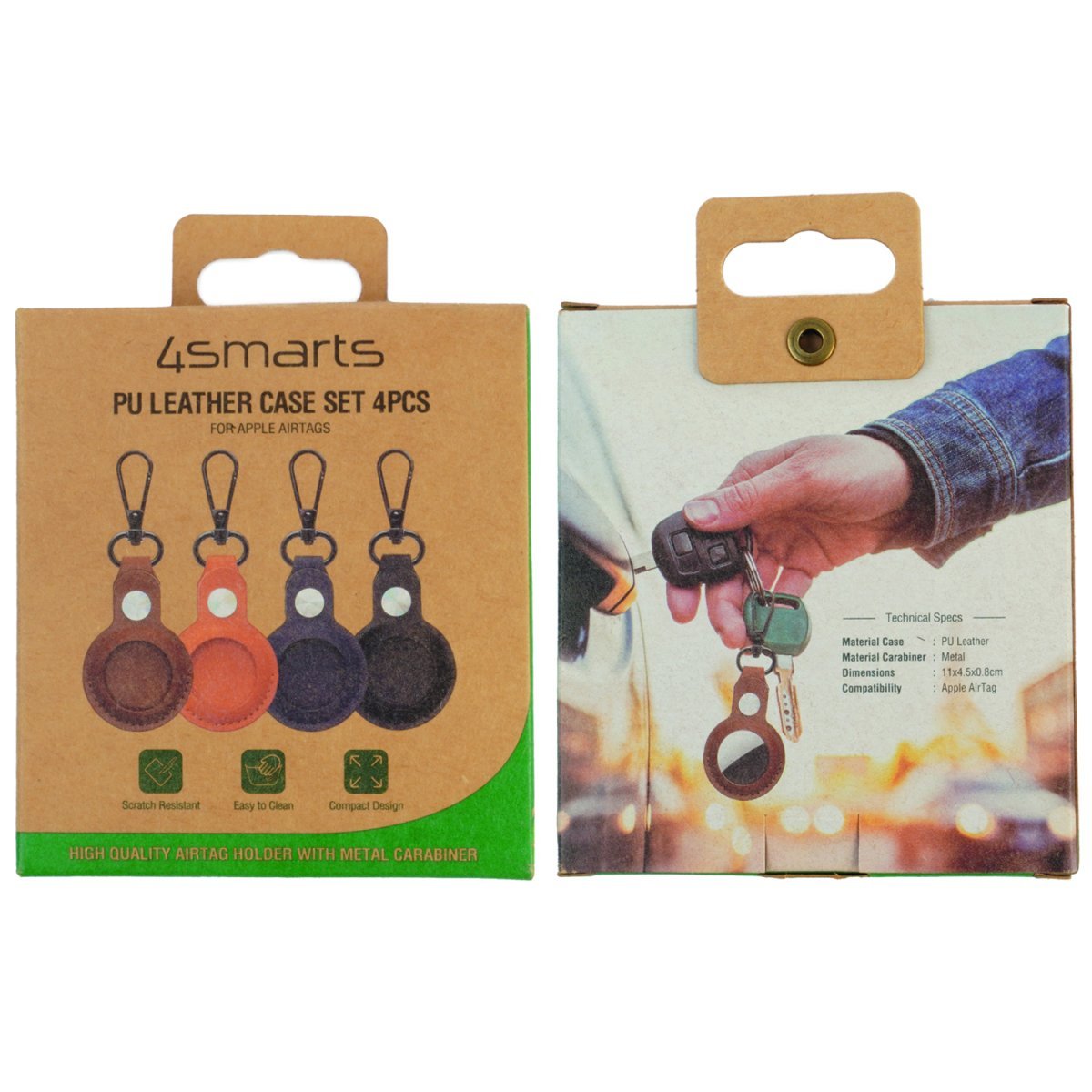 4smarts Kunstleder Prem Case Set Airtag 4 Stk (Farbl Gemischt)