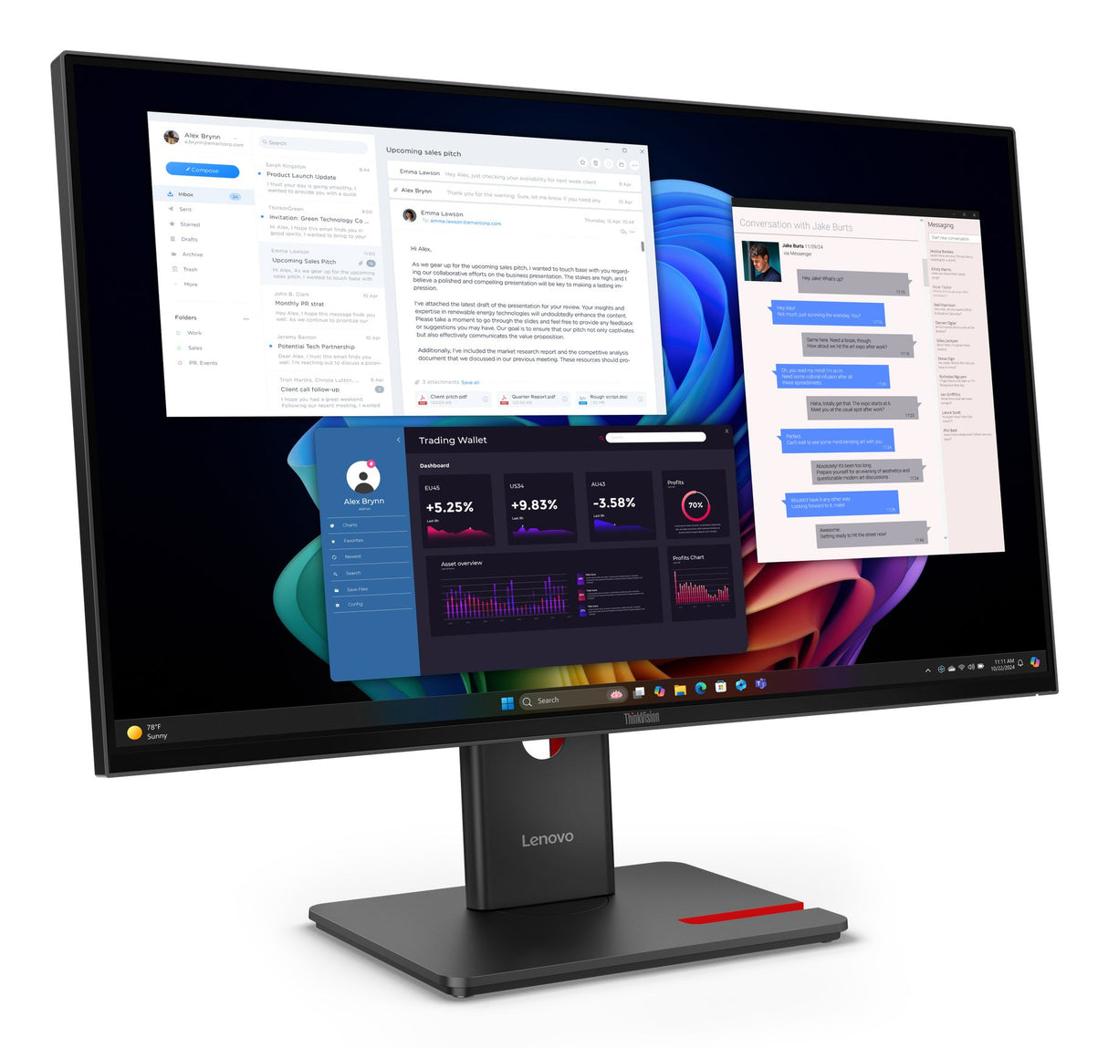 EAN 0198156725981 - Lenovo ThinkVision T27UD-40 pantalla para PC 68,6 cm (27") 3840 x 2160 Pixeles 4K Ultra HD LCD Negro imagen 4