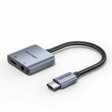 Adaptador Audio Vention Bigha Usb Tipo-C Macho Jack 3.5 Hembra Usb Tipo-C Pd Hembra Gris