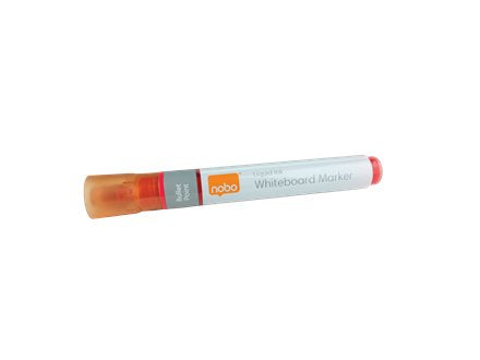 Nobo Caja De 10 Rotuladores Para Pizarra Blanca - Punta Redonda 3mm - Tinta Liquida - Nivel De Tinta - Color Rojo