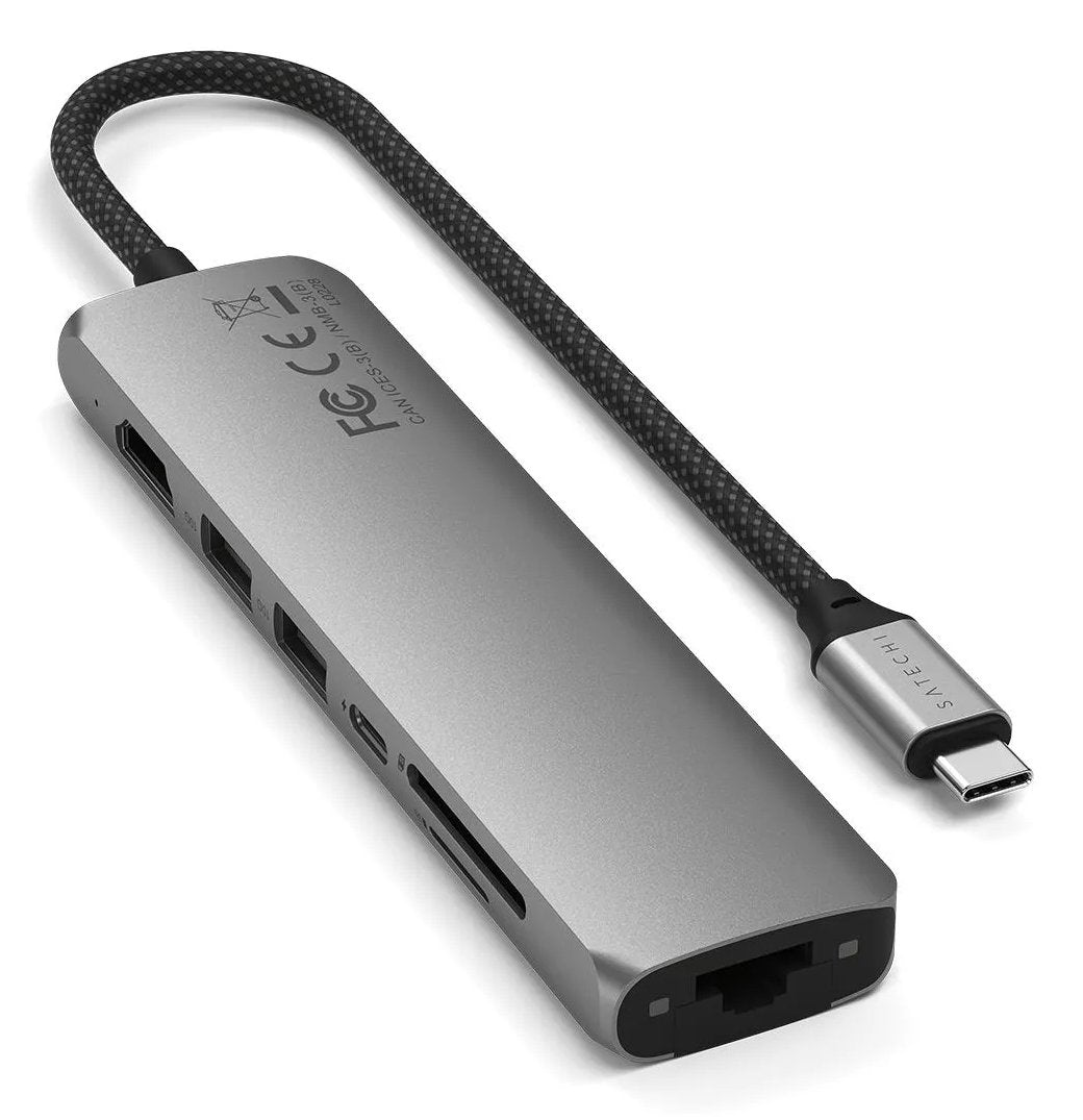 7-In-1 Usb-C Slim Multiport  Adapter With Ethernet - Space