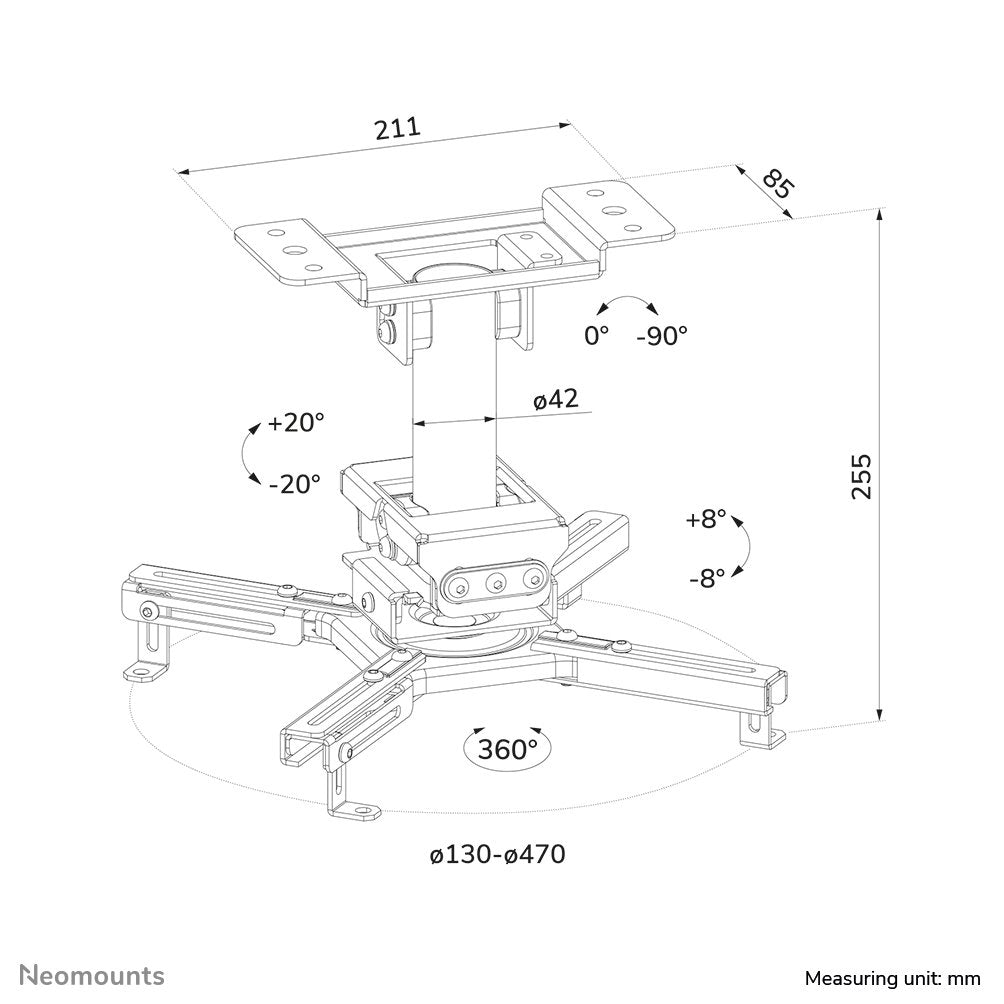 Deckenhalter Projektor -45kg Negro/Neig/Schwenk/Rojoation