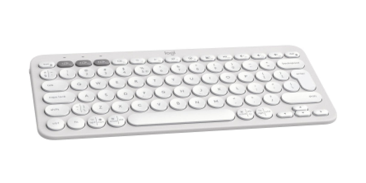 Teclado Inglés Logitech Pebble Keys 2 K380s Rf Wireless + Bluetooth Qwerty Internacional De Ee.Uu. Blanco