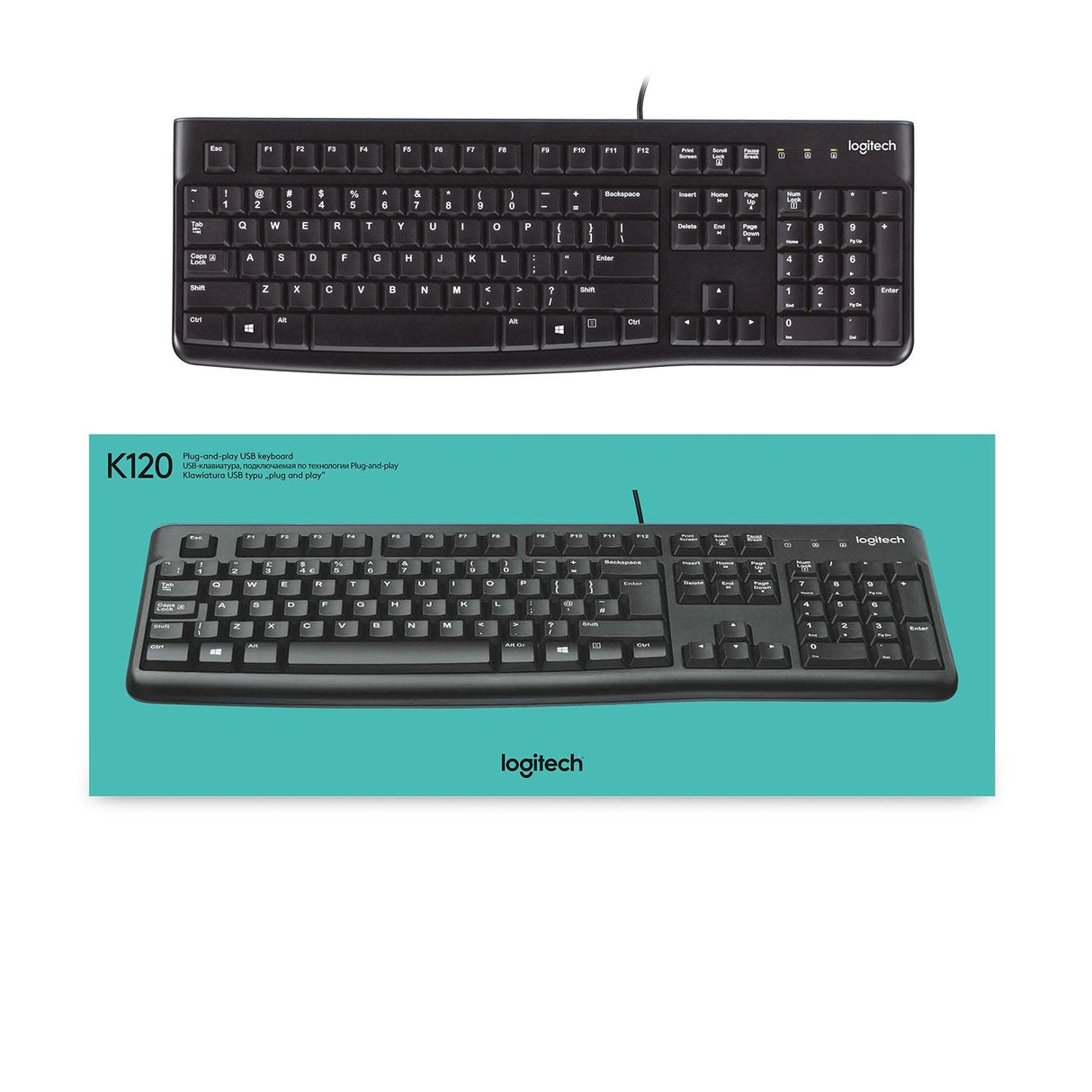 Teclado Logitech K120 Usb Negro Belga
