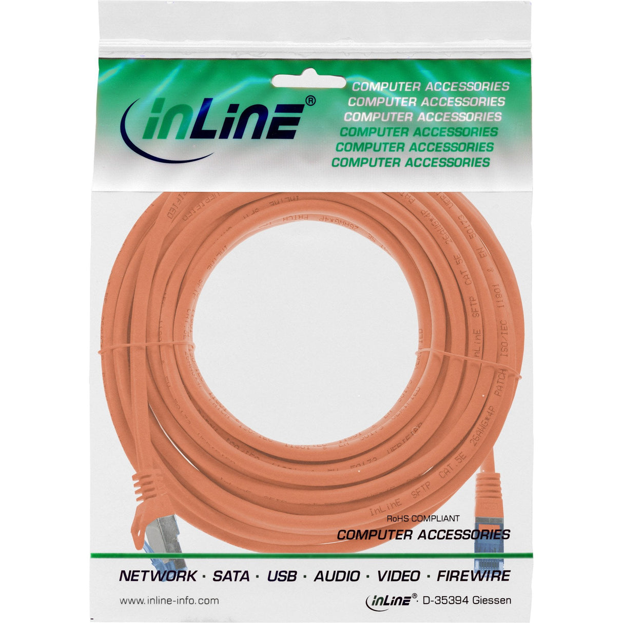 Inline® Patch Cable, Cat.6a, S/Ftp, Tpe (Lszh), Cca, Orange, 5m