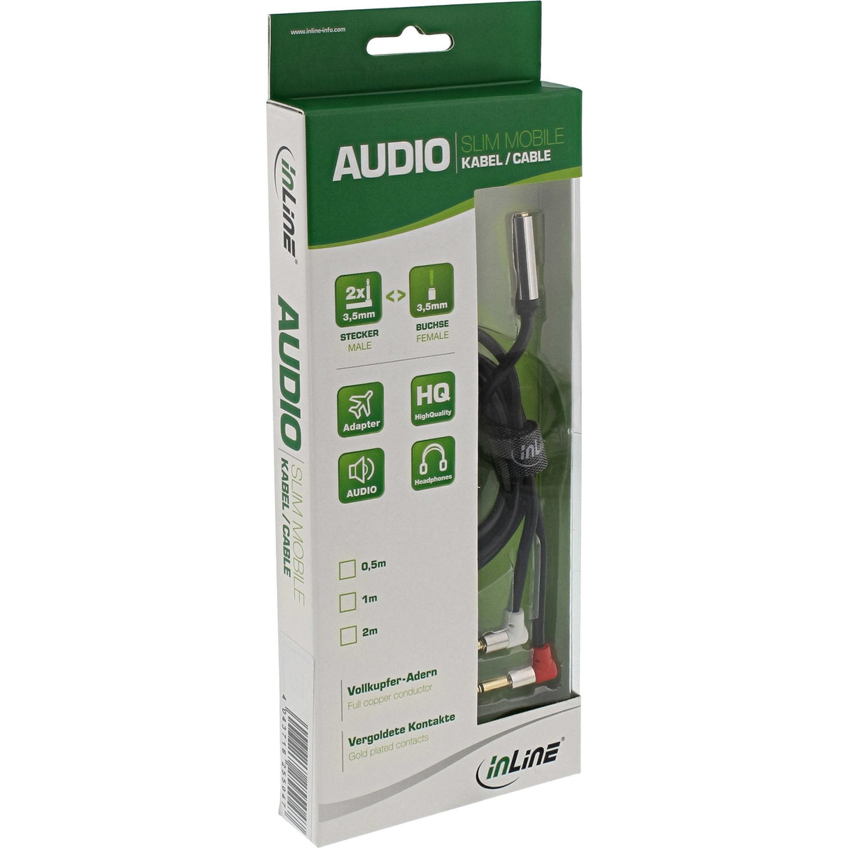 Adaptador De Auriculares Inline Slim Audio Plane, 2x 3,5 Mm M A 3,5 Mm F 3 Pines, 0,15 M