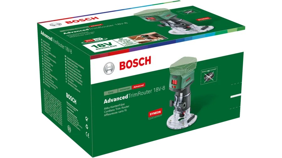 Fresadora Inalámbrica Bosch Advancedtrimrouter 18v-8 (Verde/Negro, Sin Bateria Ni Cargador, Power For All Alliance)