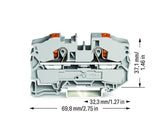 Wago 2216-1201 2-Borne De Paso Para Conductores ,Con Drcker,16mm,Gris