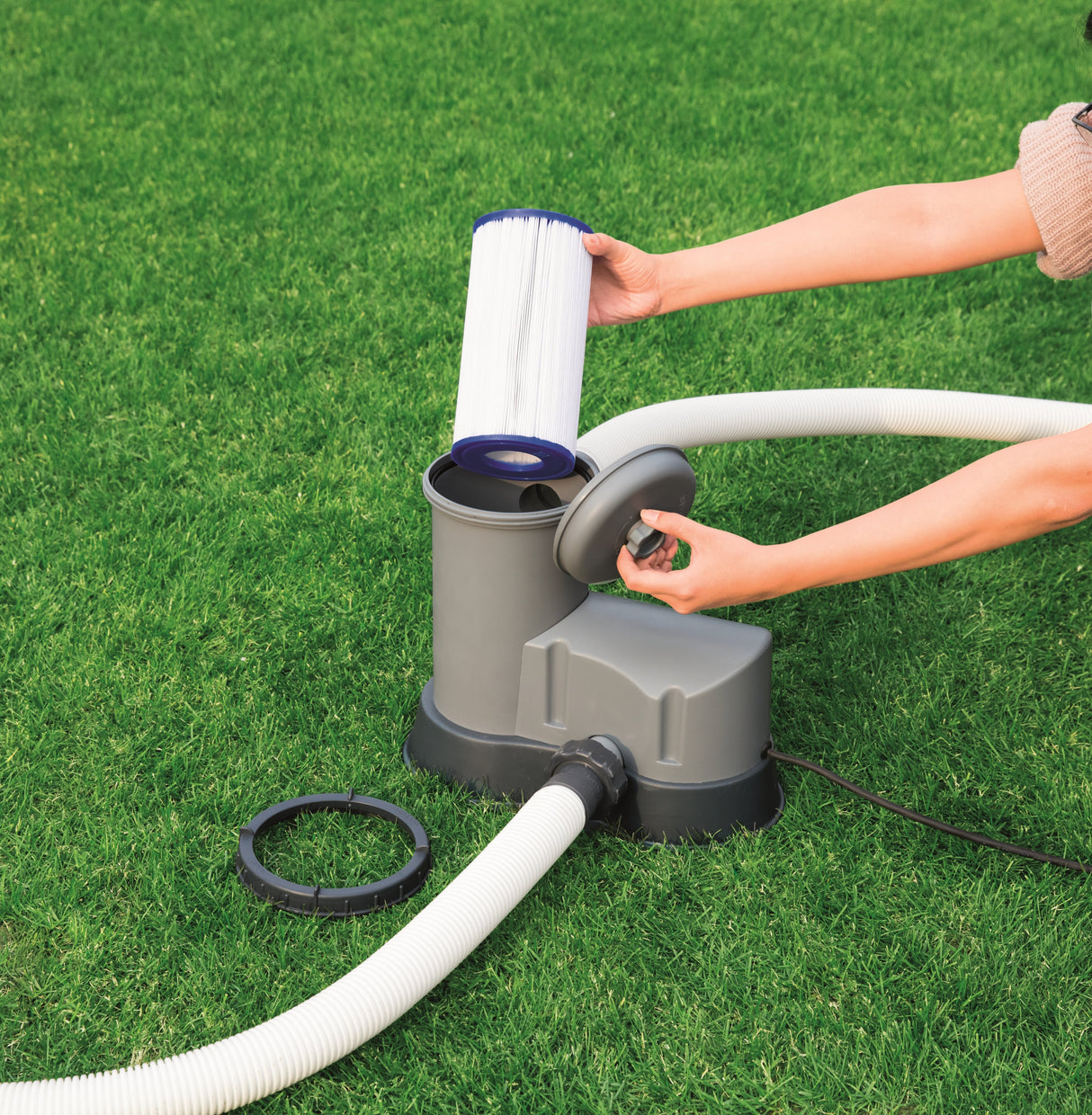 Bestway 58093 -  Filtro De Agua Tipo I Para Depuradora De Cartucho 1.249 Litros - Hora Blanco 8 X 8 X 18 Cm