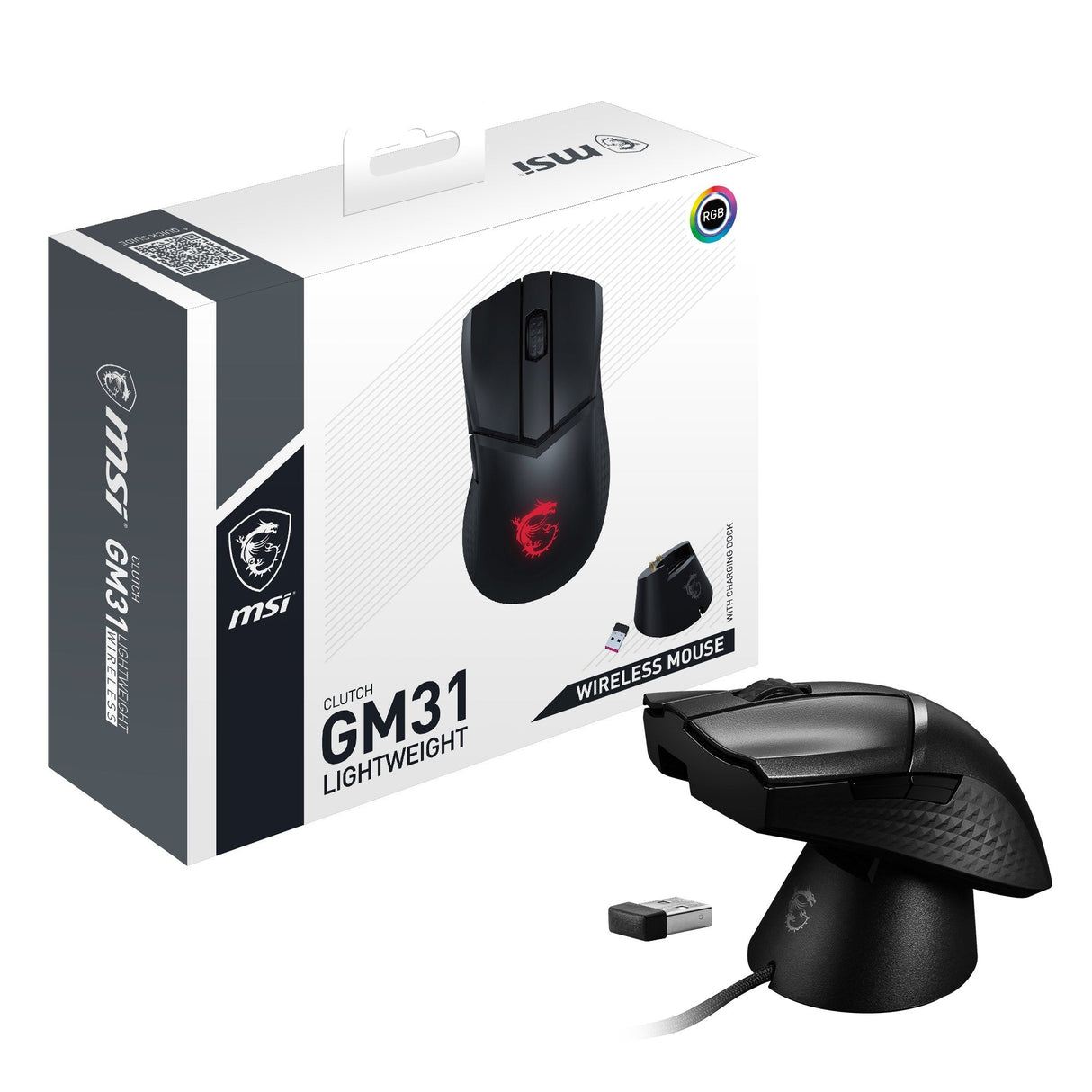 Msi Clutch Gm31 Lightweight Wireless Ratón Mano Derecha Rf Inalámbrico Óptico 12000 Dpi