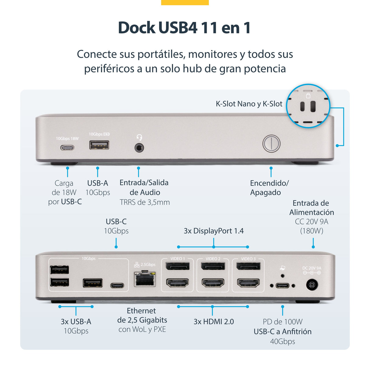 EAN 65030902885 - StarTech.com 150UE-USB4DOCKTRIPLE base para portátil y replicador de puertos Alámbrico Gris imagen 11