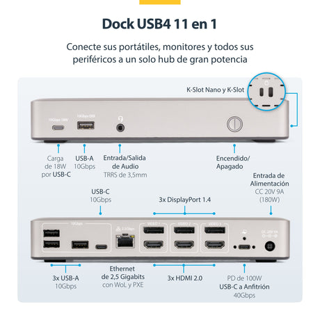 EAN 65030902885 - StarTech.com 150UE-USB4DOCKTRIPLE base para portátil y replicador de puertos Alámbrico Gris imagen 11
