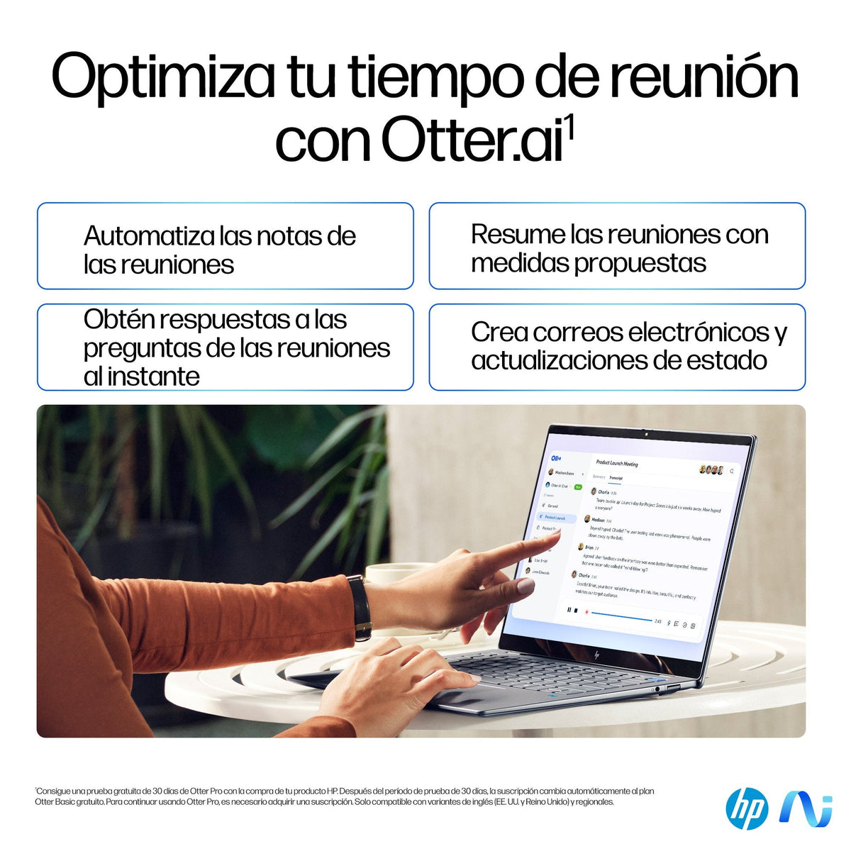 Portátil Hp Omnibook X 14-Fe0000ns Copilot+Pc, Snapdragon X Elite X1e-78-100, 16gb, 1tb Ssd, 14", W11 - Plata