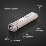 Sfp+ 10g Sfp+ Wdm Module 10gbps 1270 1330nm Single Mode 2km Para
