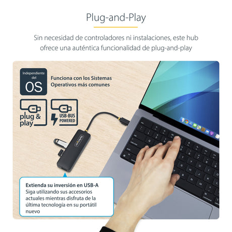 EAN 0065030912136 - StarTech.com H5C4A-USB-HUB hub de interfaz USB 3.2 Gen 1 (3.1 Gen 1) Type-C 5000 Mbit/s Negro imagen 14