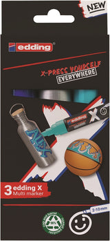 Edding X 6900 Oceano Pack De 3 Rotuladores Multisuperficie Permanentes De Tinta Opaca - Punta Biselada Con Trazo 2-10mm