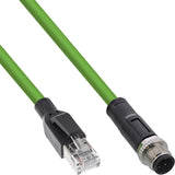 Inline® Industrial Network Cable, M12 4-Pin D-Coded Macho Plug A Rj45, Pur 3m