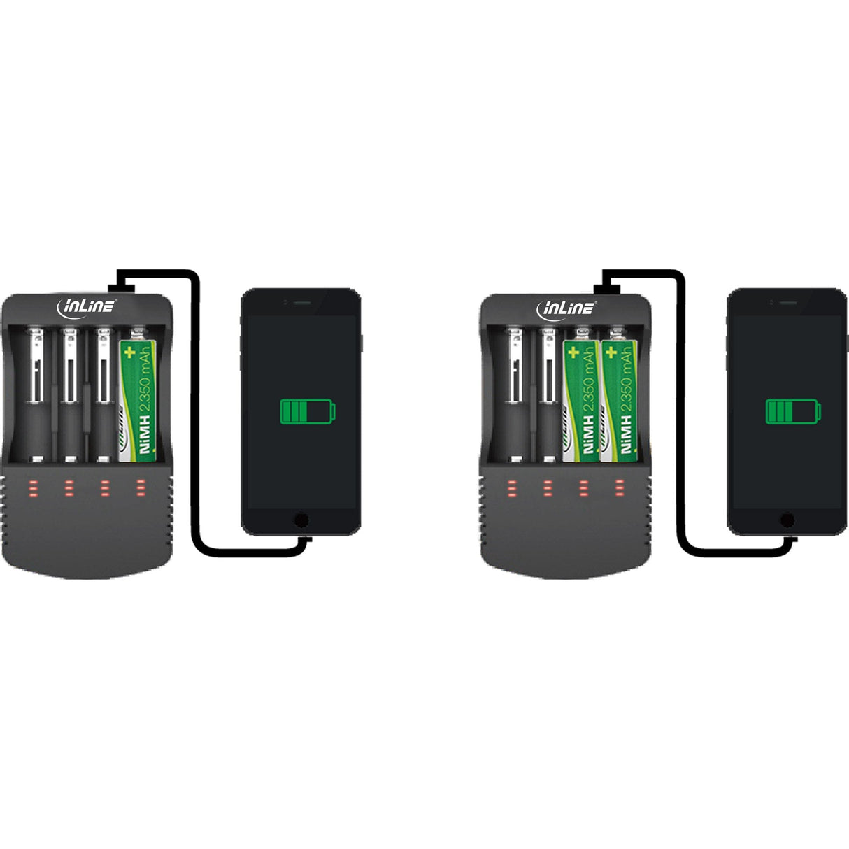 Cargador Inline Para Baterías De Litio Y Nicd+Nimh, Con Función Powerbank
