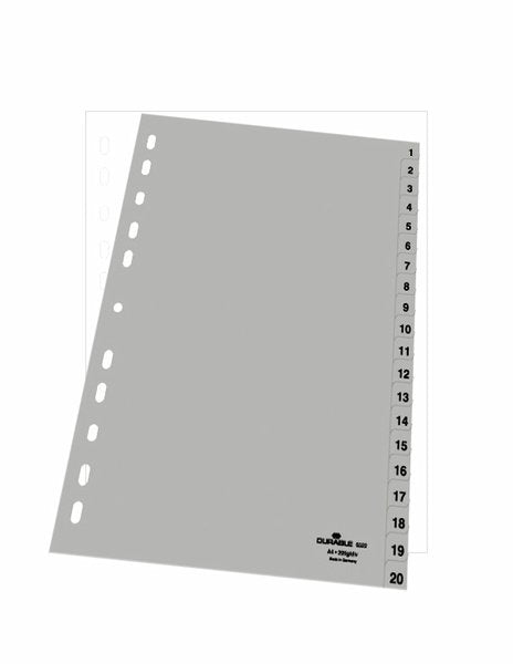 Durable 6522-10 Separador Numérico Con Pestaña Polipropileno (Pp) Gris