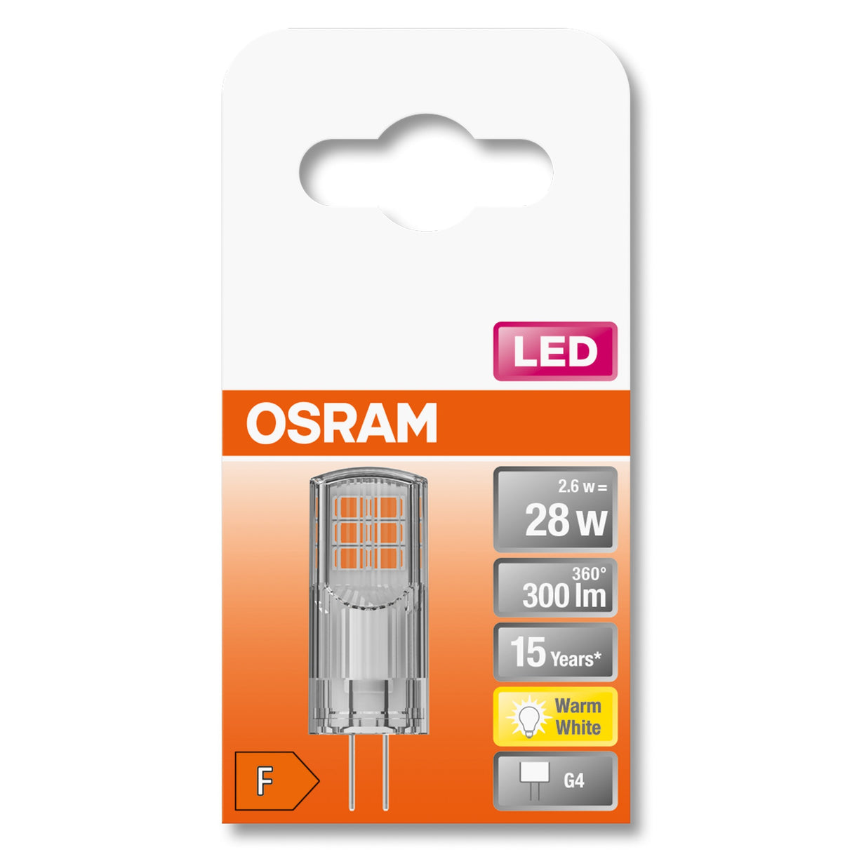 Osram Led Pin 12v Clear 28 Non-Dim 2.2w 827 G4 Bulb