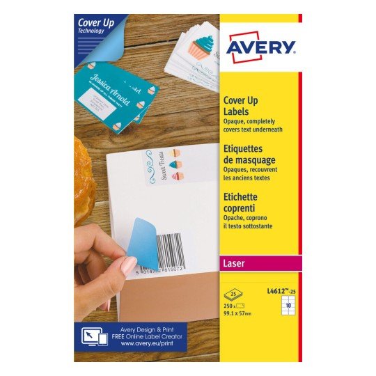 Avery Etiquetas Adhesivas Para Enmascaramiento 99,1x57mm 10 X 25h Láser Blanco