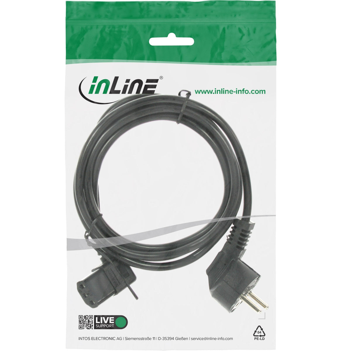 Cable De Alimentación Inline Tipo F C13 Acodado Izquierdo Negro 1m