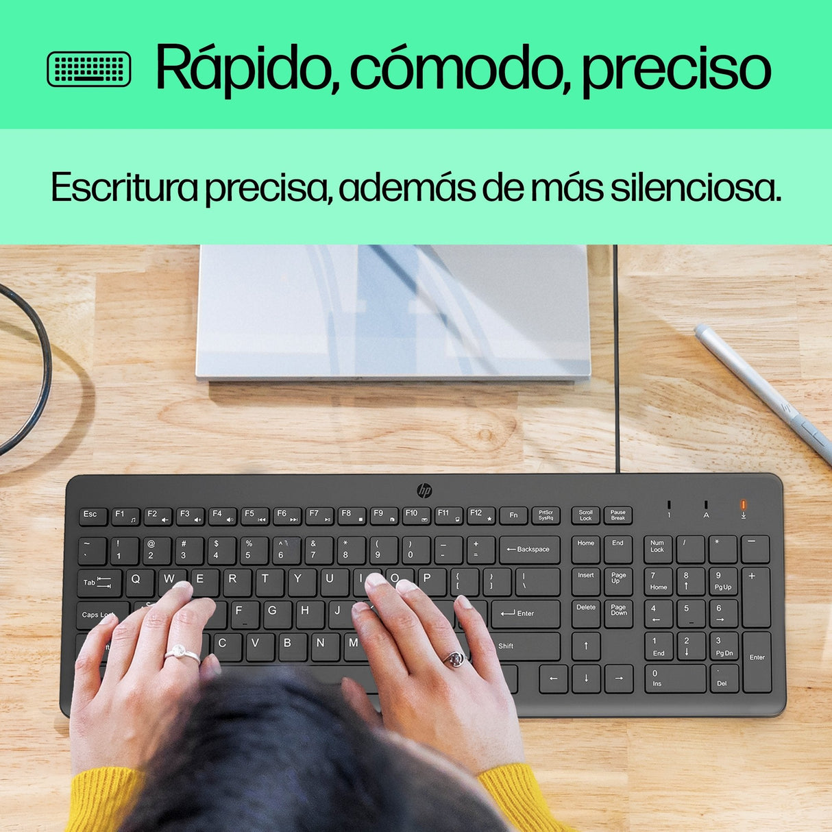 Teclado Con Cable Hp 150, Diseño De, Negro 664r5aa#Abd