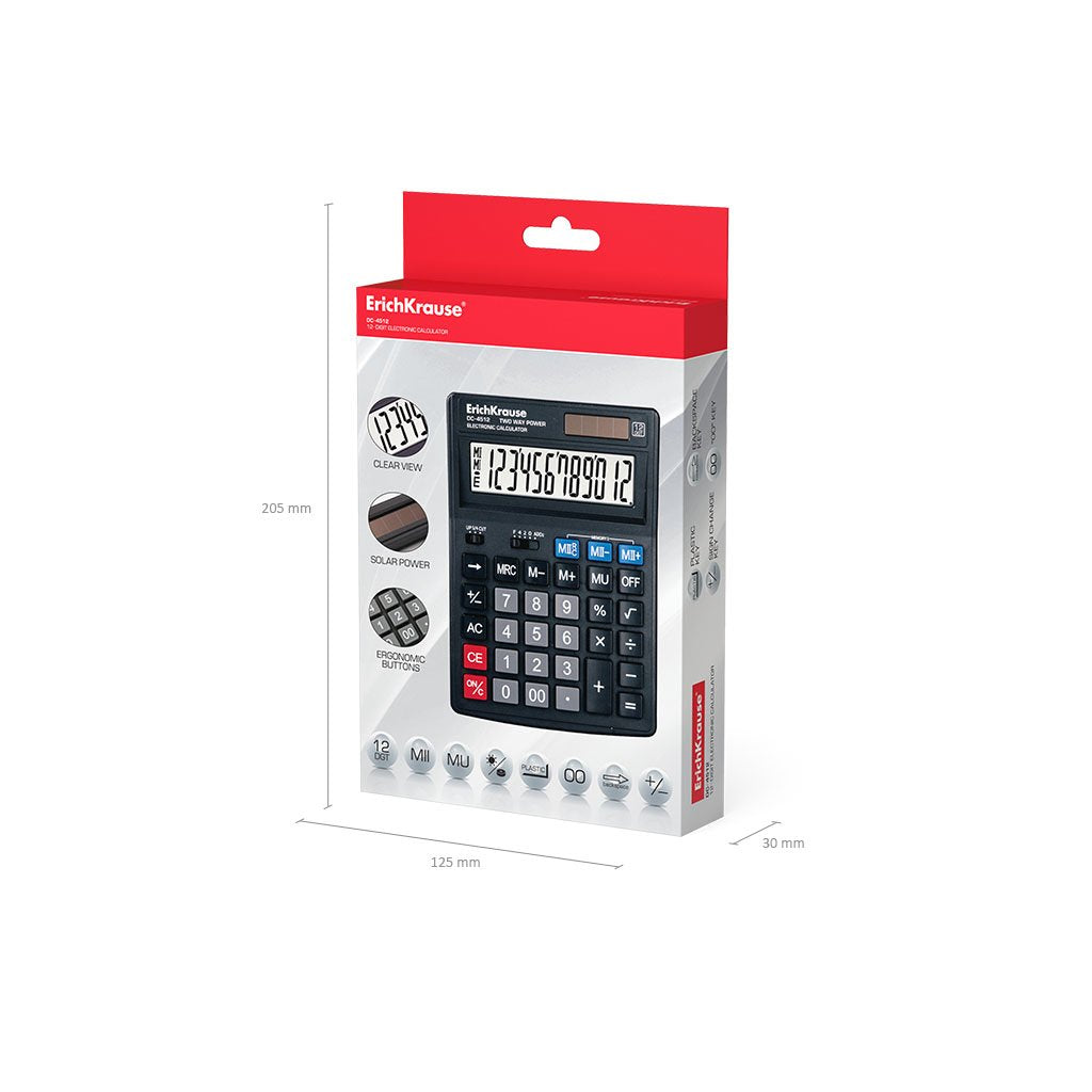 Erichkrause Calculadora Pantalla Lcd De 12 Digitos Negro