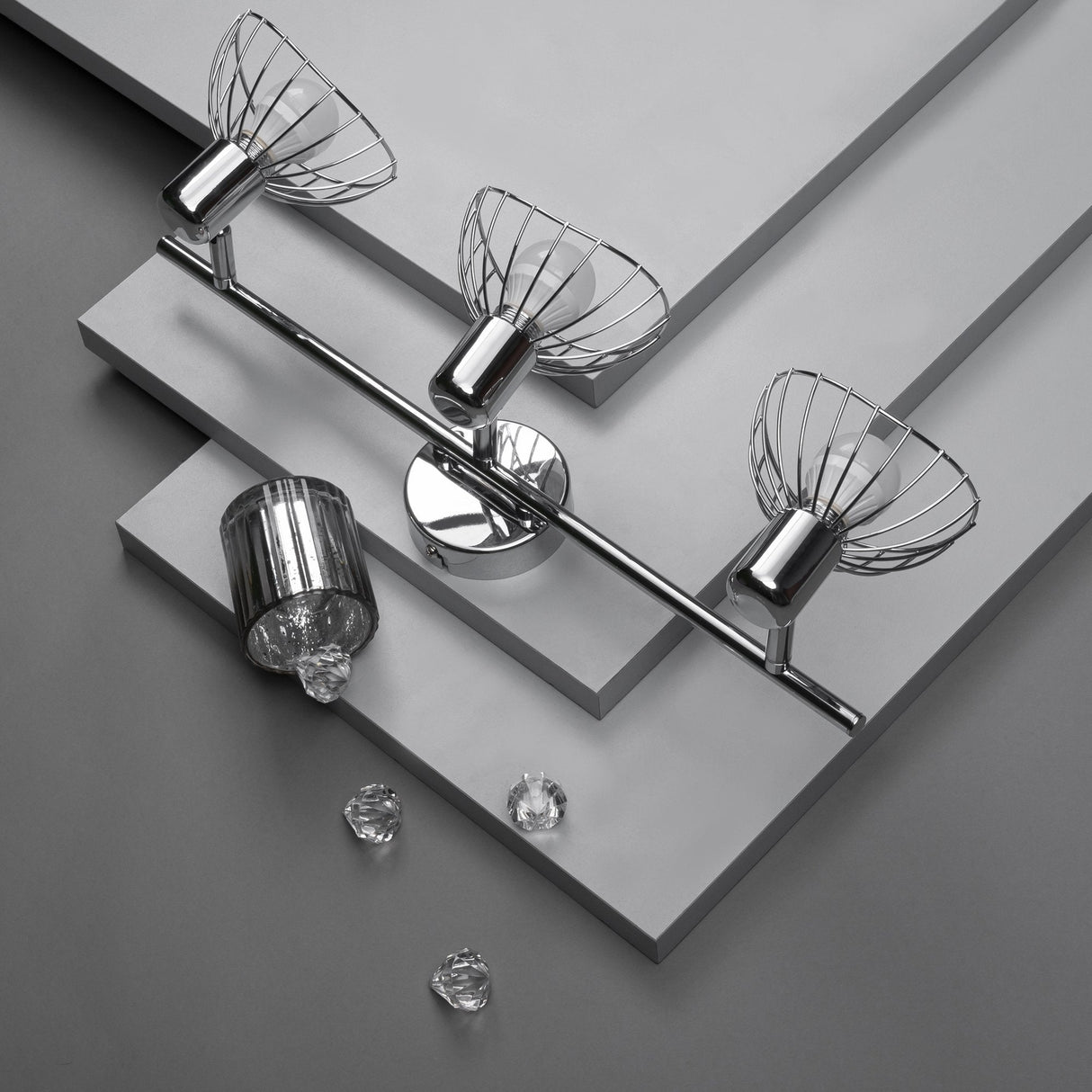 Activejet Gizel Tira De Luz De Pared De Techo Triple Cromo E14 Lámpara De Pared Para Sala De Estar