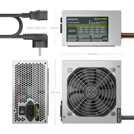 EAN 8435739905104 - AISENS ASPC-500ATX-PSE unidad de fuente de alimentación 20+4 pin ATX imagen 3