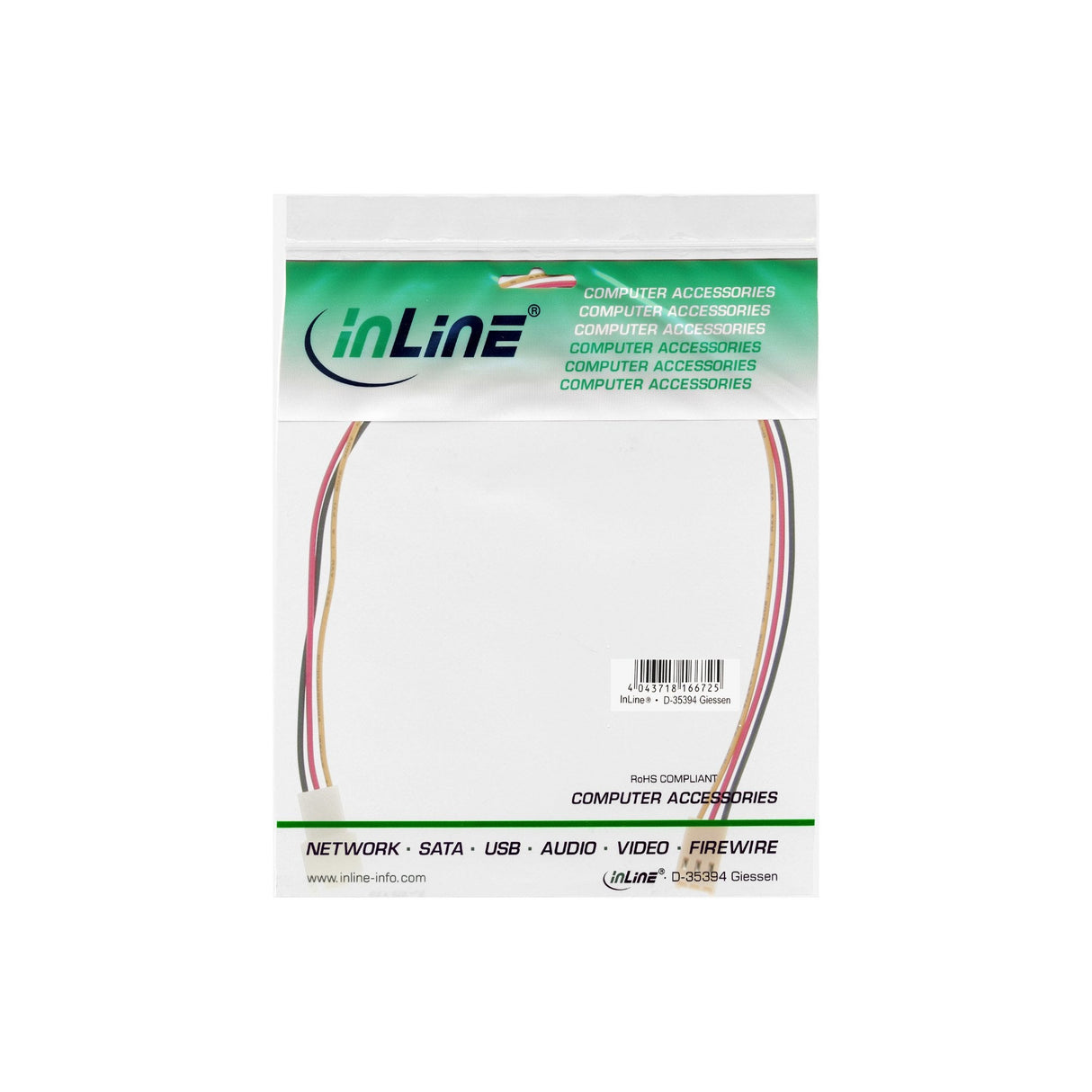 Inline® Extensión Cable Ventilador 3pin Molex Male/Female Medida 1m