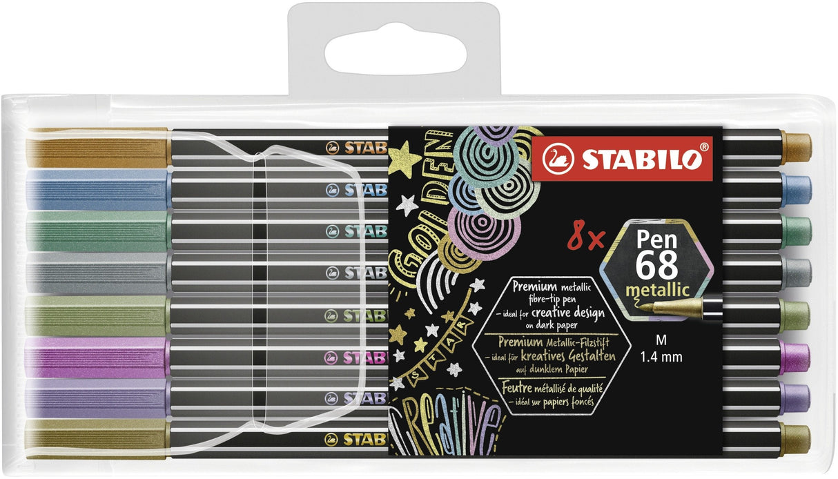 Stabilo Rotulador Pen 68 Metallic En Estuche De Plástico 8 C/Surtidos Metálicos