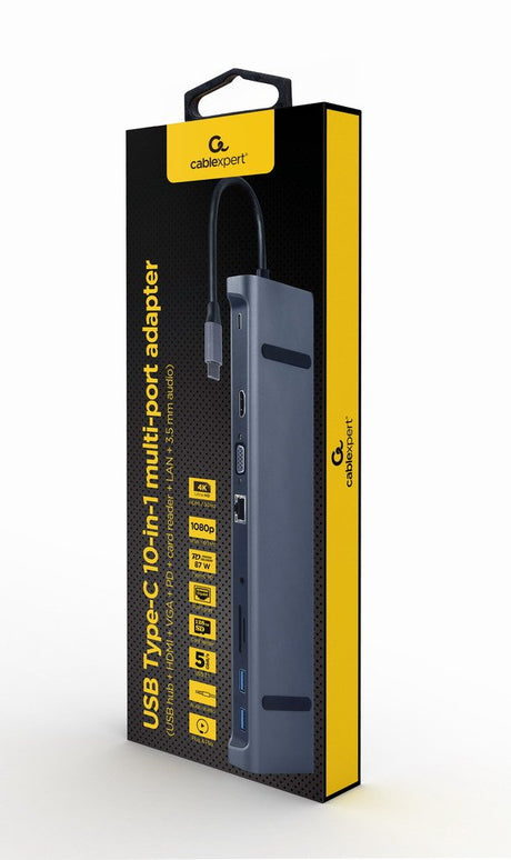 EAN 8716309124430 - Gembird A-CM-COMBO10-01 base para portátil y replicador de puertos Alámbrico USB 3.2 Gen 1 (3.1 Gen 1) Ty imagen 1