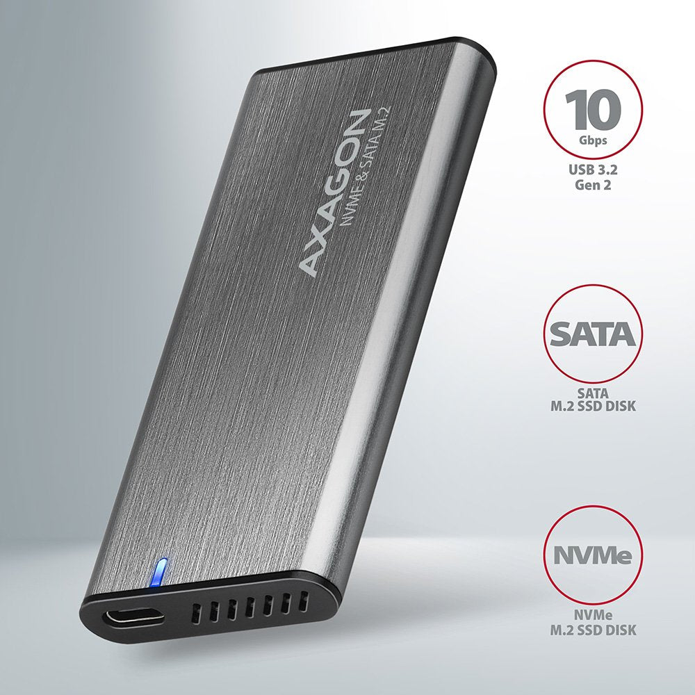 EAN 8595247906328 - Axagon EEM2-SG2 caja para disco duro externo Caja externa para unidad de estado sólido (SSD) Gris M.2 imagen 2