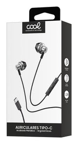 Auriculares Boton Micro Cool Stereo Tipo-C Silver