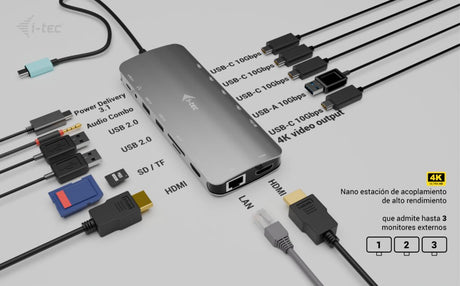 EAN 8595611707407 - i-tec Metal C31NANOTRIPLEDOCKPD Alámbrico USB 3.2 Gen 1 (3.1 Gen 1) Type-C Gris imagen 9