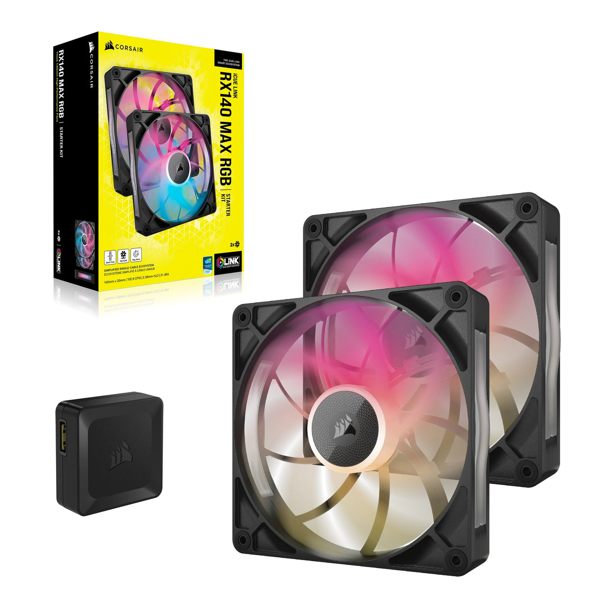 EAN 0840006682998 - Corsair iCUE LINK RX140 MAX RGB Carcasa del ordenador Ventilador 14 cm Negro 2 pieza(s) imagen 4