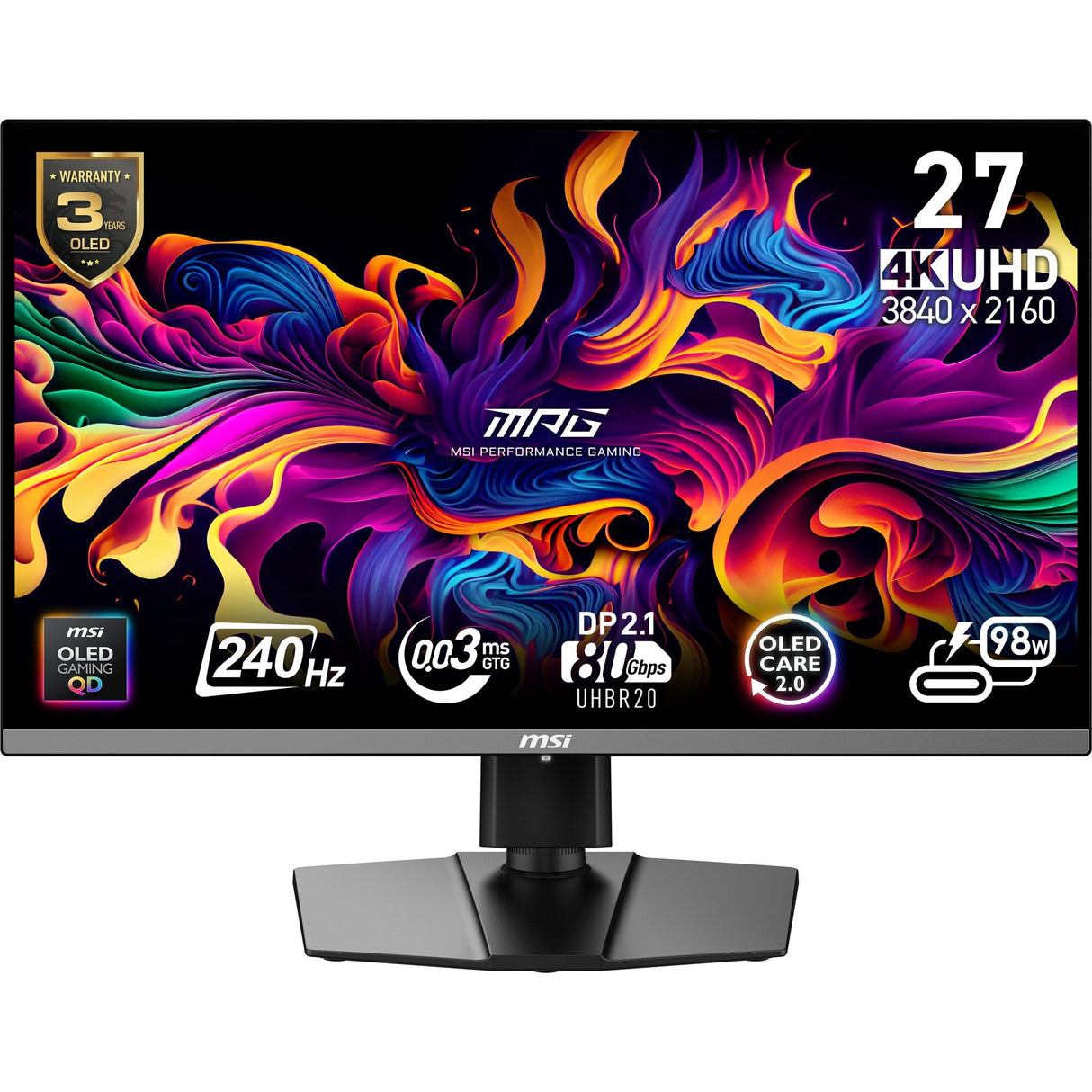 Monitor Msi  26.5" Mpg 272urxde Qd-Oled  3840 X 2160 Pixeles 4k Ultra Hd Negro