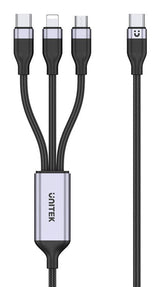 Cable Unitek C14101agy01-1.5m Usb-C 3in1 To Lightning Usb-C Micro Usb Multi Charging Black