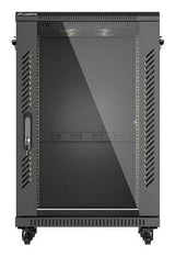 Lanberg Rack Cabinet 19 " Free Standing 18u 600x600 Flat Pack With Glass Door Black