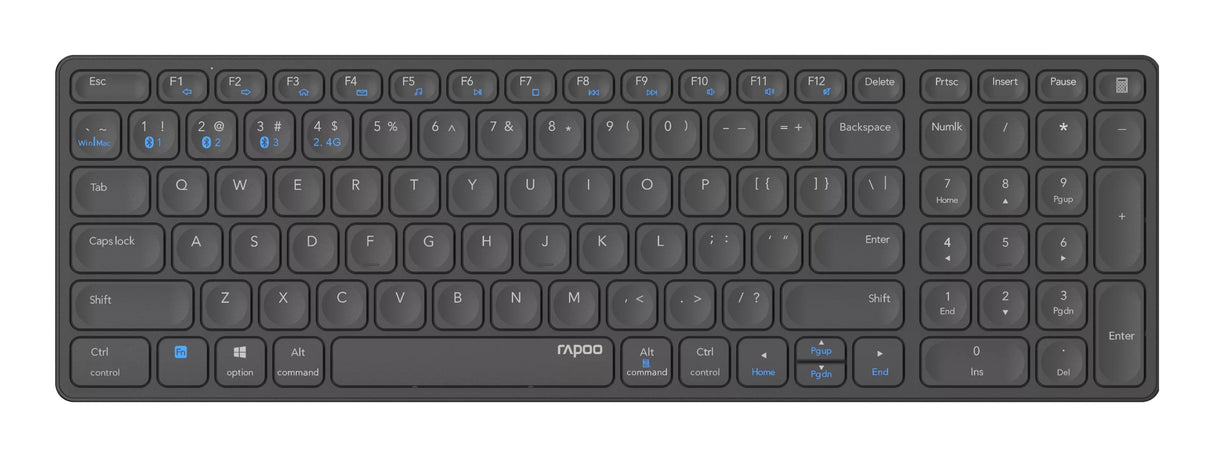 Teclado Rapoo Wireless Y Bluetooth E9700m Portugues 2.4ghz Bt 3.0 5.0 DiseãO Ultrafino Bateria