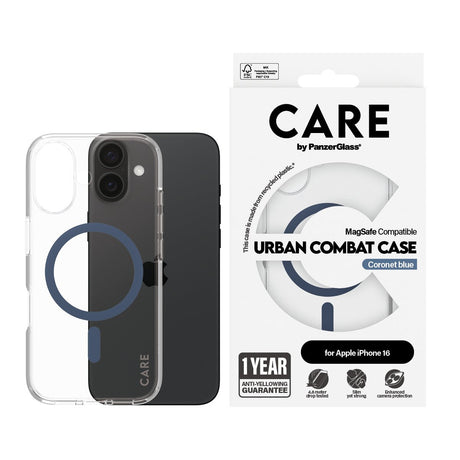EAN 5715685004315 - PanzerGlass CARE™ by ® Urban Combat Case Transparent w. Blue MagSafe iPhone 16 funda para teléfono móvil  imagen 2