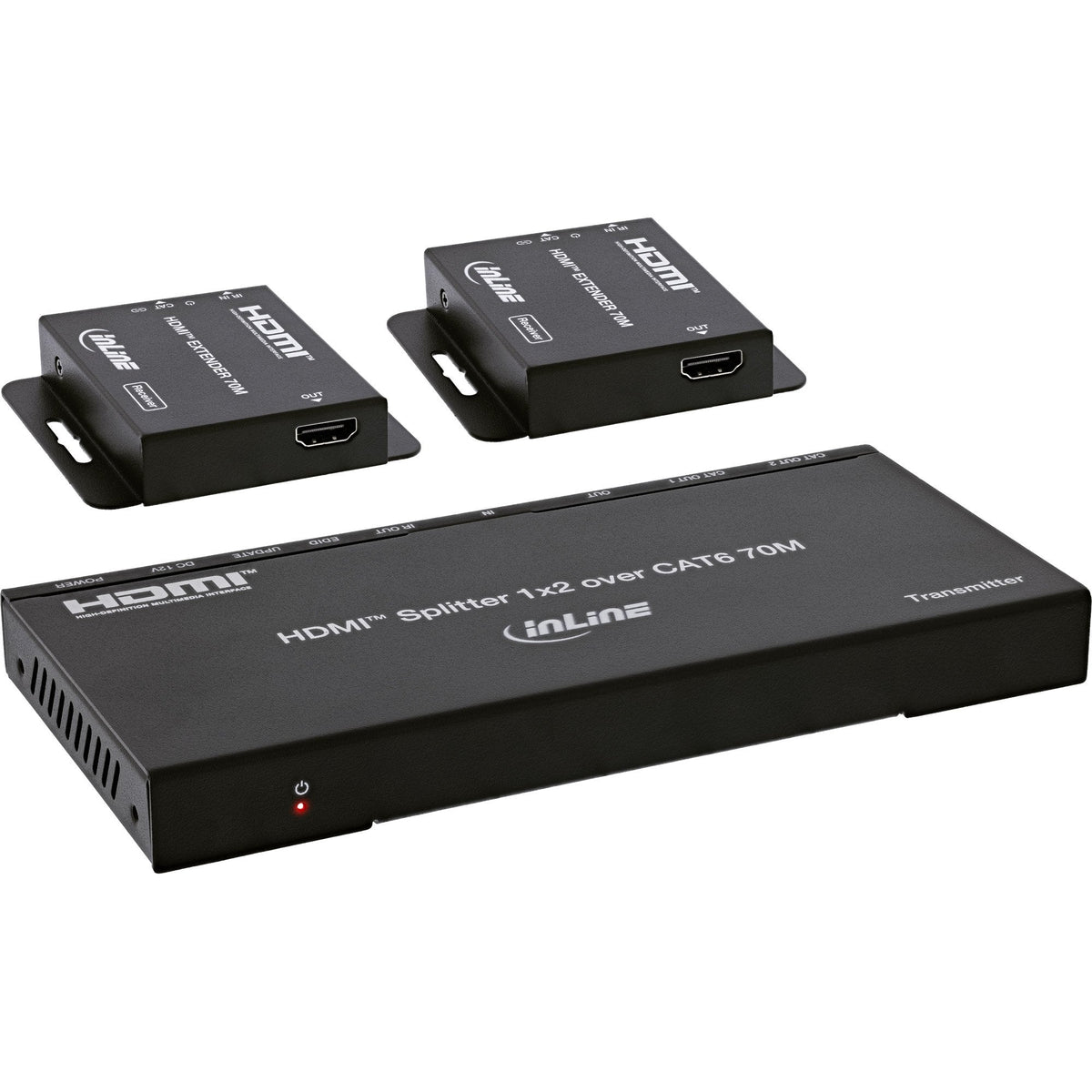 Video Splitter/Extender,1x2, Cat.6, Hdmi 4k/30hz, Kit Con 2 Receptores Inline