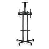 Tooq Soporte De Pantalla De Suelo Con Ruedas 37"-70" - Bloqueo De Ruedas - Dos Estantes - Peso Max 50kg - Vesa