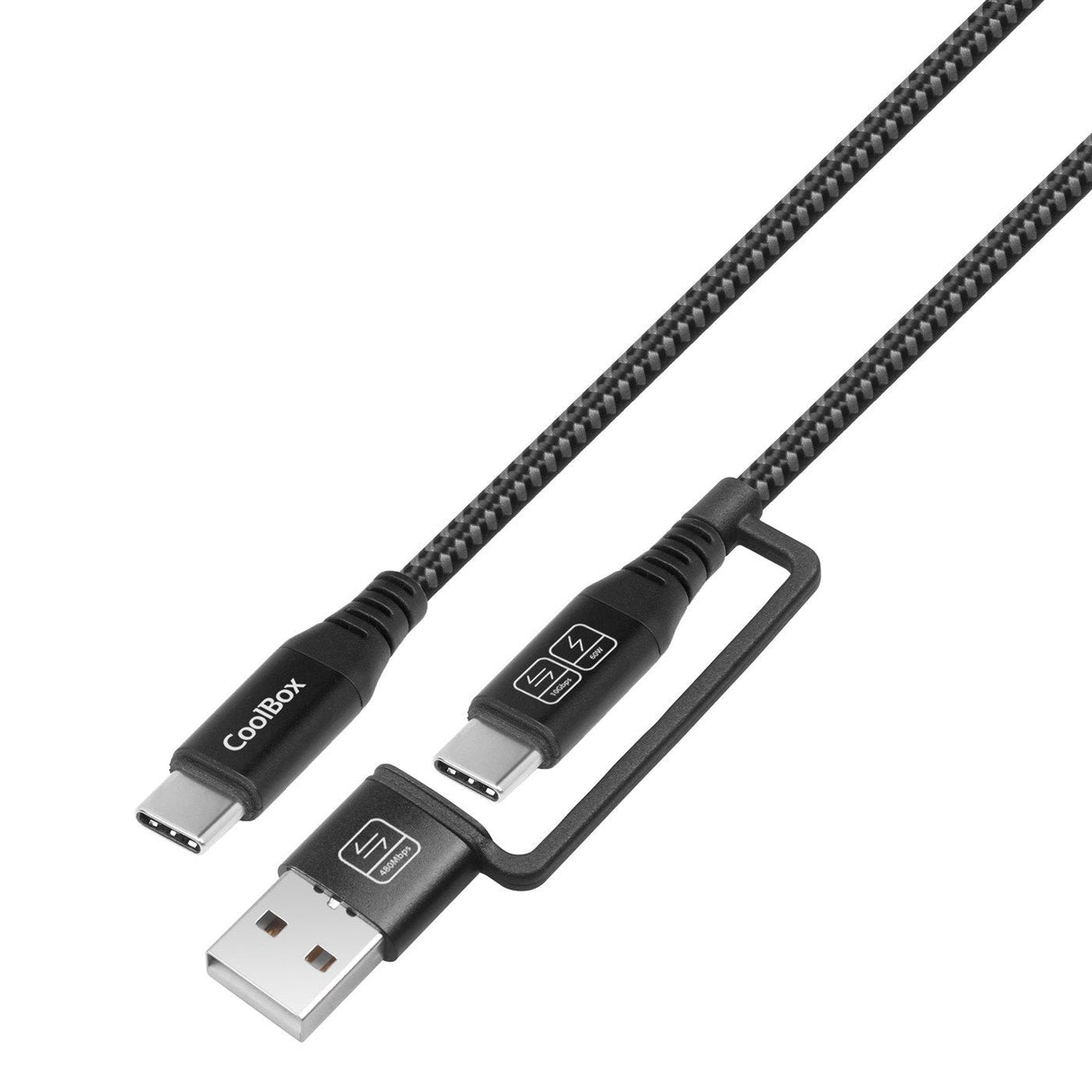 Coolbox Cable Usb-C A Usb-C 1.8m 60w Trenzado Adaptador Usb-A