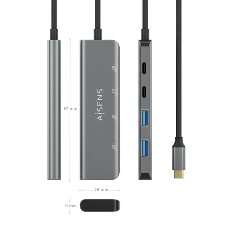 EAN 8436574709834 - AISENS A109-0763 hub de interfaz USB 3.2 Gen 1 (3.1 Gen 1) Type-C 5000 Mbit/s imagen 4