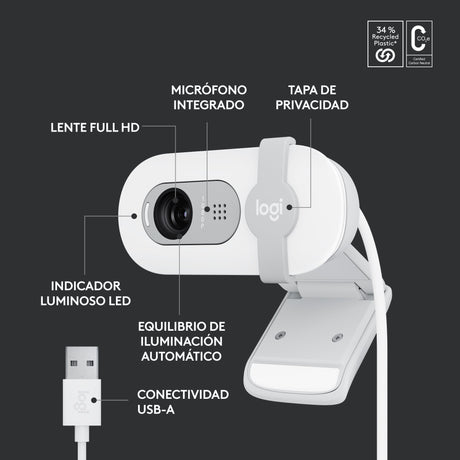 EAN 5099206113275 - Logitech 960-001617 cámara web 2 MP 1920 x 1080 Pixeles USB Blanco imagen 11